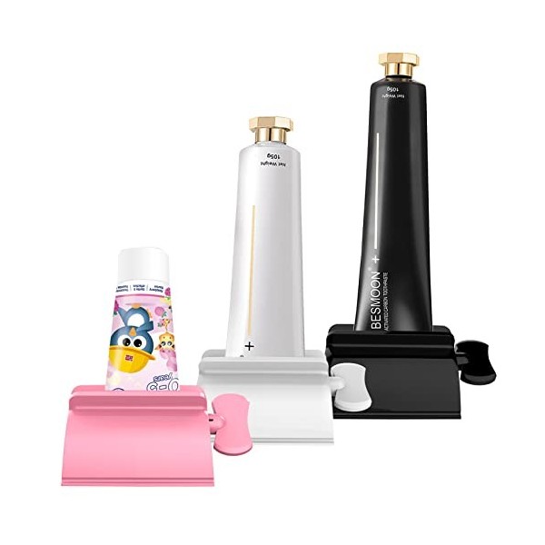 LAMY Lot de 3 presses à dentifrice pour salle de bain et cuisine pour divers produits cosmétiques et sauces à base de tube, e