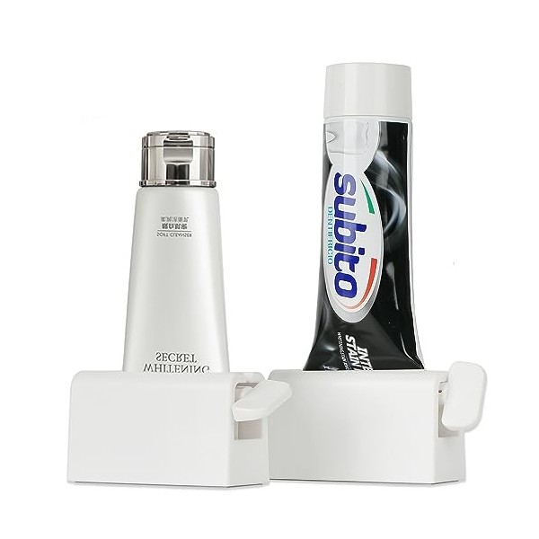 UDQYQ Lot de 2 presseurs à tubes pour dentifrice crème - En plastique ABS de qualité supérieure - Outil simple et pratique po