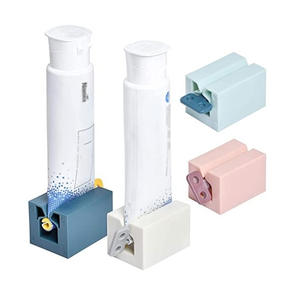 AKOAK Lot de 4 extrudeuses de dentifrice en plastique à clip pour nettoyer les toilettes, distributeur de dentifrice, accesso