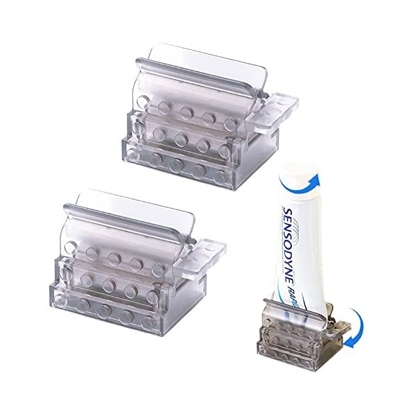 UDQYQ Presse-tube pour tube de dentifrice - 2 pièces - En plastique écologique - Presse-tube - Pour tous les tubes - Gris