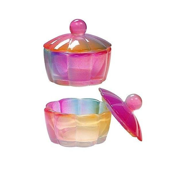 JIHUOO Lot de 2 pots colorés pour ongles - Pour poudre liquide - Support monomère - Pour nail art - Argenté