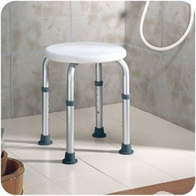 W.w.o. 1021 – Banc rond Polyban avec dossier, 37 – 53 cm, réglage hauteur, blanc, unisexe