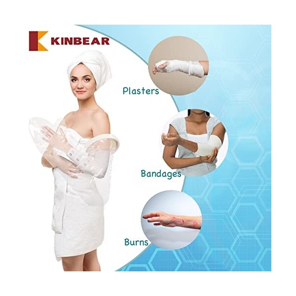 KINBEAR Protection étanche pour bras de douche pour adulte : protection réutilisable pour bras de douche pour bandage de bain