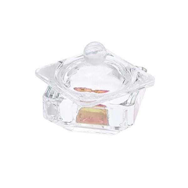 FOMIYES 2 Pièces Tasse En Verre Avec Couvercle Soins Infirmiers Acrylique Ongles Outils Récipient En Verre Monomère Récipient