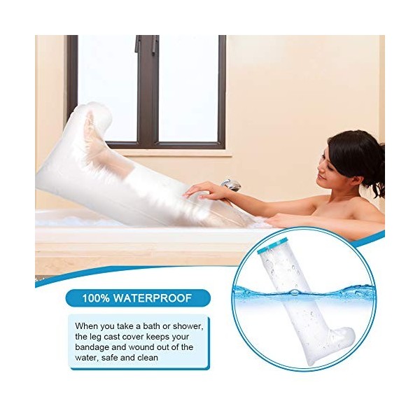 Housse de protection étanche pour les jambes pour adultes - Protection contre les plaies - Pour maintenir le bandage au sec -