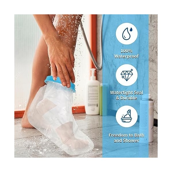 Protecteur de douche pour pieds, housse imperméable pour douche, protecteur de pieds en plâtre imperméable, réutilisable, sce