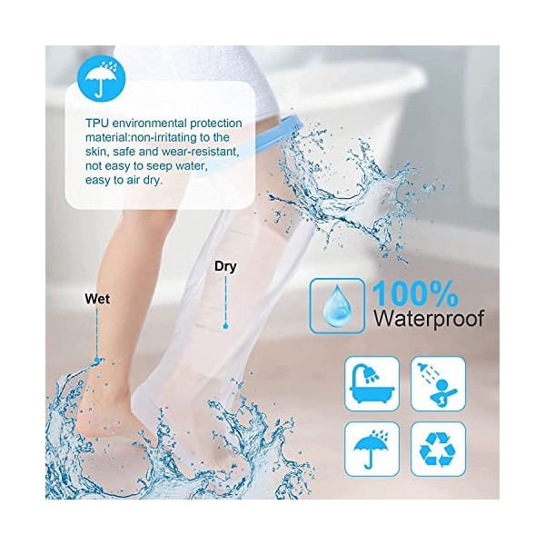 Protection de douche - Protection pour le plâtre - Étanche - Pour adulte - Réutilisable - Pour le bain, la douche