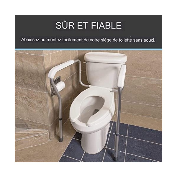 Cadres de sécurité pour WC toilettes, Armature de toilettes ajustable en hauteur pour toilette avec accoudoir