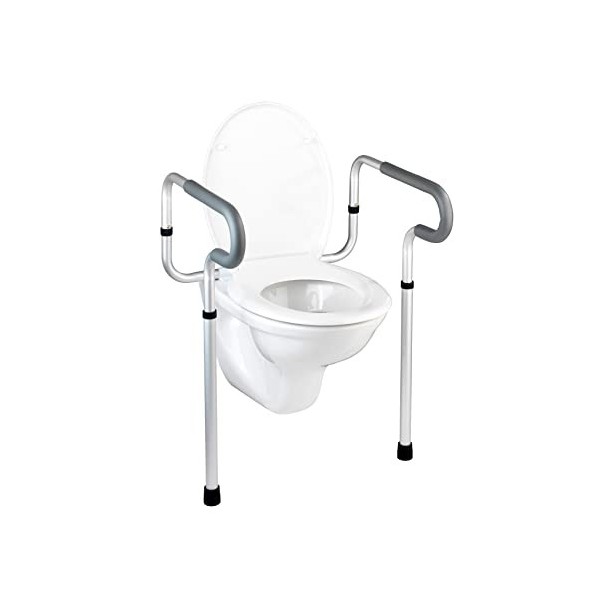 WENKO Barre dappui pour WC Secura, Aluminium, 55.5-63.5 x 71-82 x 48 cm, Aluminium