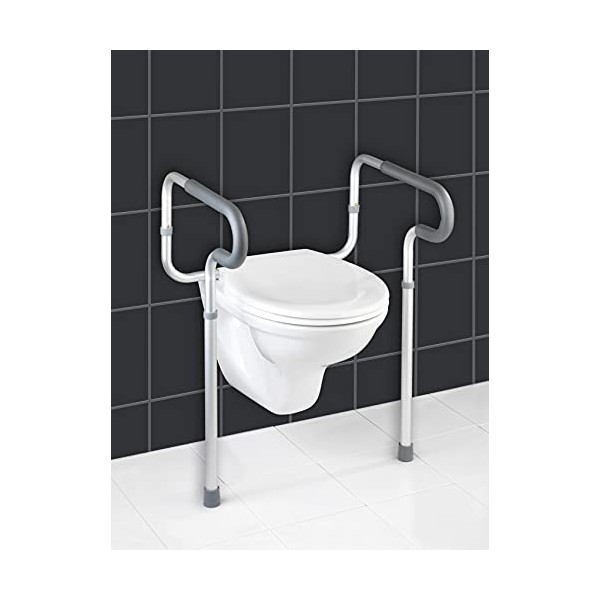 WENKO Barre dappui pour WC Secura, Aluminium, 55.5-63.5 x 71-82 x 48 cm, Aluminium