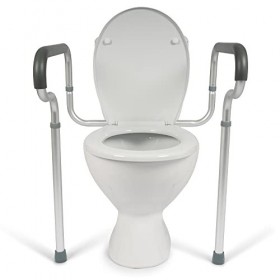 Dunimed Poignée de support murale pour toilettes - Hauteur réglable avec poignées en caoutchouc antidérapantes et pieds en ca