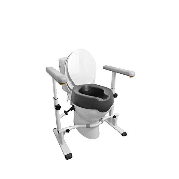 KMINA - Rehausseur WC Adulte + Cadre de Toilette Pack , Barre dAppui WC Handicapé avec Rehausseur Toilette Adulte Mousse, B