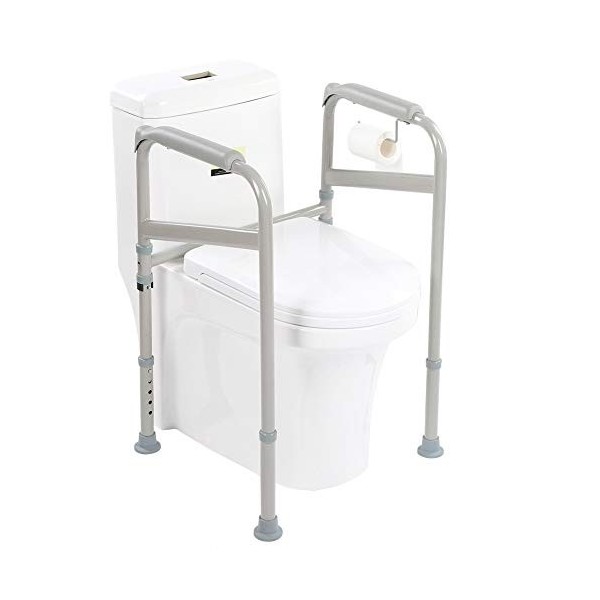 Cadre de Sécurité de Toilettes, Barre dAppui pour WC Réglable Cadre de Toilettes Robuste et Durable en Acier au Carbone pour