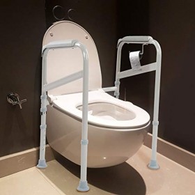 Cadre de Sécurité de Toilettes, Barre dAppui pour WC Réglable Cadre de Toilettes Robuste et Durable en Acier au Carbone pour
