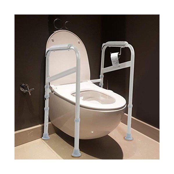 Cadre de Sécurité de Toilettes, Barre dAppui pour WC Réglable Cadre de Toilettes Robuste et Durable en Acier au Carbone pour