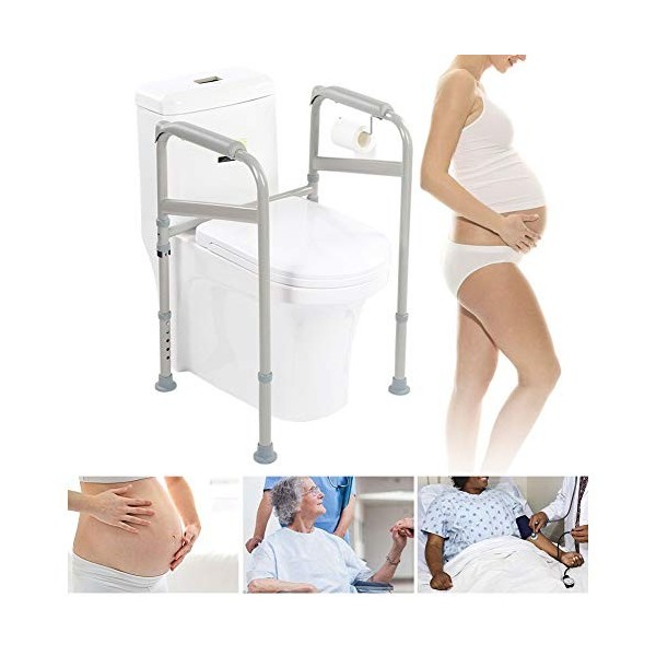 Wakects Support de sécurité pour toilettes - Hauteur réglable de 65 à 86 cm