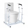 Ansobea Support de toilettes mobile réglable en hauteur - Support de WC avec panier de rangement - Pour personnes âgées et bl