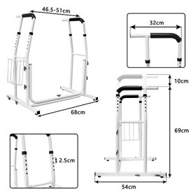 LARS360 Aide à lever des toilettes mobile avec panier de rangement, hauteur réglable, support de toilettes, poignée de suppor