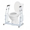 Jopassy Support de toilettes mobile avec panier de rangement,upport de WC réglable en hauteur,Accoudoirs de Toilettes convien