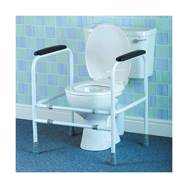 Cadre de toilettes Homecraft réglable en aluminium, barres dappui rembourrées pour toilettes, à hauteur réglable, aide pour 