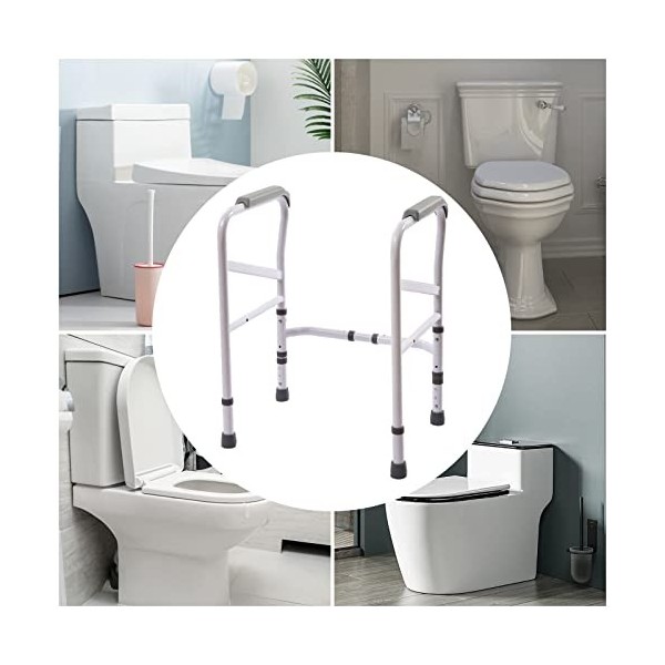 Support de toilettes réglable avec main courante antidérapante - Pour toilettes familiales, salles de bains, hôpitaux, maison