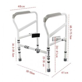 BASICM Cadre De Sécurité pour Toilettes Détaché avec Tapis Antidérapants, Rampe De Sécurité pour Salle De Bain avec Barre Da