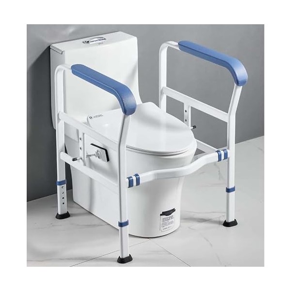 Rail De Sécurité pour Toilettes Autonome – Cadre De Sécurité pour Toilettes en Acier Au Carbone avec Double Clip Rotatif, Bar