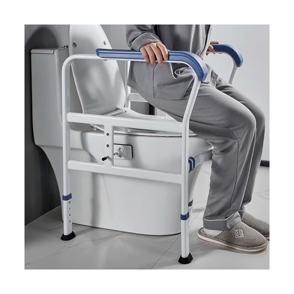 Rail De Sécurité pour Toilettes Autonome – Cadre De Sécurité pour Toilettes en Acier Au Carbone avec Double Clip Rotatif, Bar