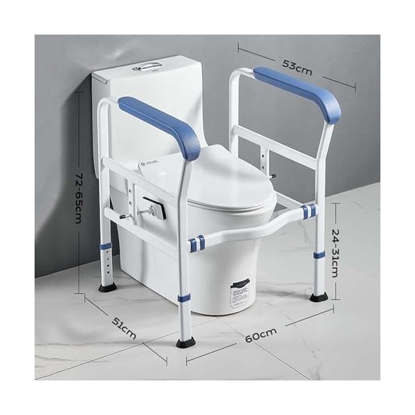 BASICM Rails De Sécurité pour Toilettes en Acier Au Carbone pour Personnes Âgées Et Handicapées, Cadre De Sécurité Autonome R