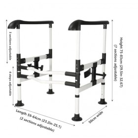 BASICM Cadre De Sécurité Réglable pour Toilettes, Rails De Sécurité pour Toilettes pour Personnes Âgées, Aide Aux Toilettes P