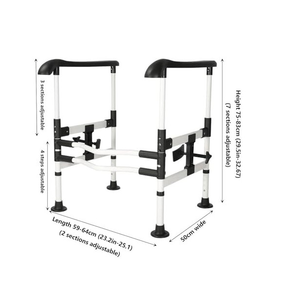 BASICM Cadre De Sécurité Réglable pour Toilettes, Rails De Sécurité pour Toilettes pour Personnes Âgées, Aide Aux Toilettes P