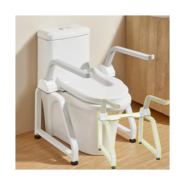 CHHMAELOVE Accoudoirs auxiliaires pour Toilettes pour Personnes âgées 330 lbs , accoudoirs réglables à 60°/Hauteur réglable,