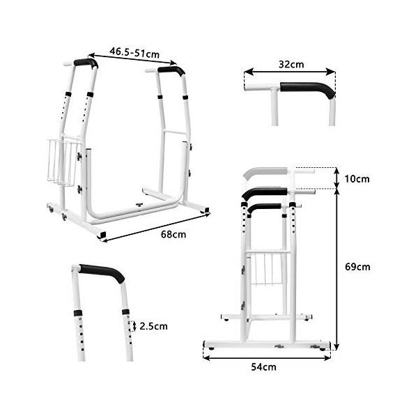 HENGMEI Support de toilettes réglable en hauteur avec support de soutien et de sécurité