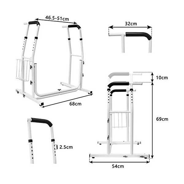 NAIZY Cadre Toilette Securise WC réglable en hauteur et angle réglable Support de WC avec panier de rangement Support WC, cha