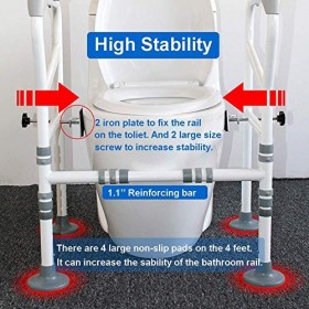 HePesTer Cadre de sécurité pour toilettes âgées avec hauteur réglable, rail de sécurité pour salle de bain et toilettes lourd