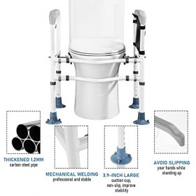 KSITEX Rails de sécurité et cadre pour toilettes, poignées de toilette pour personnes âgées, supports de toilette pour person