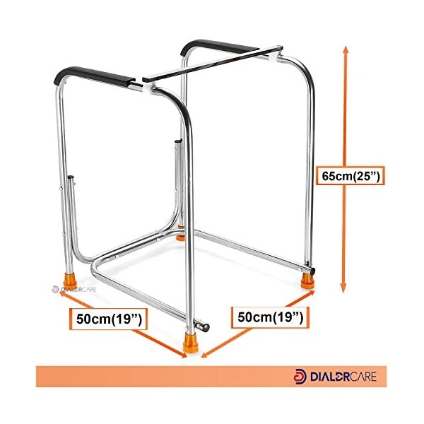 DIALDRCARE Cadre de toilettes autoportant en acier inoxydable pour personnes âgées handicapées handicapées