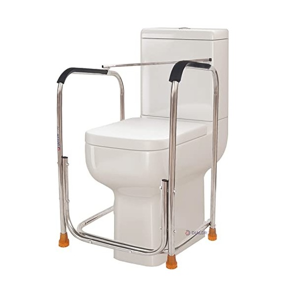 DIALDRCARE Rails de sécurité pour toilettes en acier inoxydable – Cadre de toilettes autoportant – Main courante de toilette 