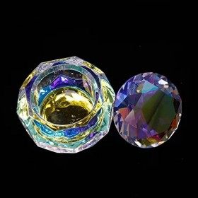 ForSewian Plat à ongles avec couvercle en verre cristal pour liquide et poudre