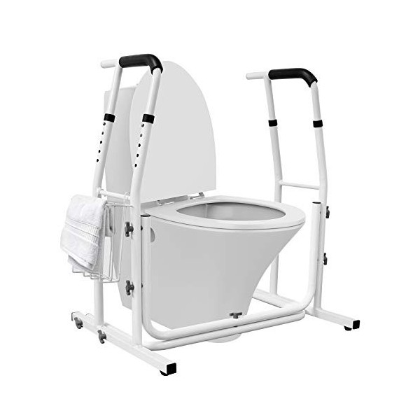 CEEDIR Support de WC mobile avec support de WC réglable en hauteur jusquà 200 kg avec panier de rangement, support de suppor