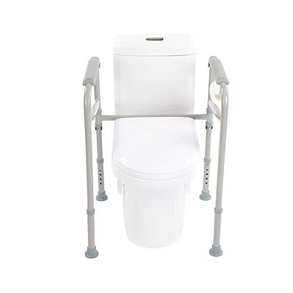 Ejoyous Barre de support pour toilettes, accoudoirs antidérapants, hauteur réglable de 65 à 86 cm, accoudoirs cascades, sécur