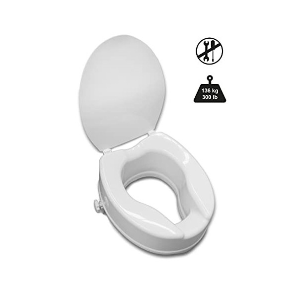 PEPE - Rehausseur WC Adulte 15 cm, Toilette Rehausseur de WC pour Personne Âgée, Siège Toilette Handicapé, Rehausseurs de Toi