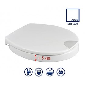 Rehausseur pour siège WC Novara Plus 5 cm avec rabaissement automatique, l’original de ADOB, Blanc