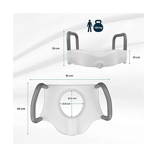 Mobiclinic, Rehausseur WC Adulte, Mod. Cibeles, Marque européenne, Rehausseur Toilette pour Adulte, Accoudoirs Rembourrés, Po