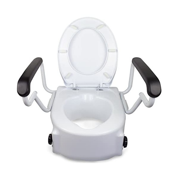 Mobiclinic, Rehausseur WC adulte, Hauteur 17 cm, Avec couvercle et accoudoirs, Siège de toilette surélevé, Rehausseur toilett