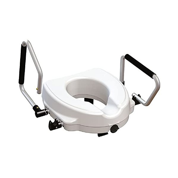 Rehausseur de Toilette 12,5cm avec Accoudoirs - Fixation Simple sur Lunette - Rehausseur WC pour Adulte - Forme Anatomique Mo