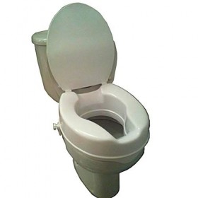 Rehausseur WC, Rehausseur toilettes, avec Couvercle, Hauteur 10 cm, Blanc