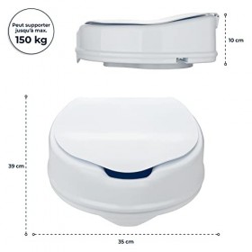 flexilife Health Abattant de WC avec couvercle - au choix 10cm ou 15cm - Rehausse toilette, rehausseur wc adulte 10 cm
