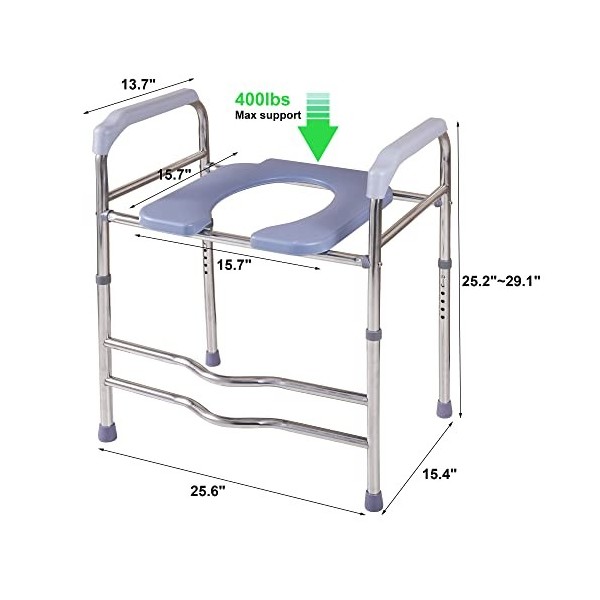 Deewow Siège de toilette surélevé avec poignées, 181,4 kg, rehausseur de siège de toilette surélevé pour personnes âgées, enc