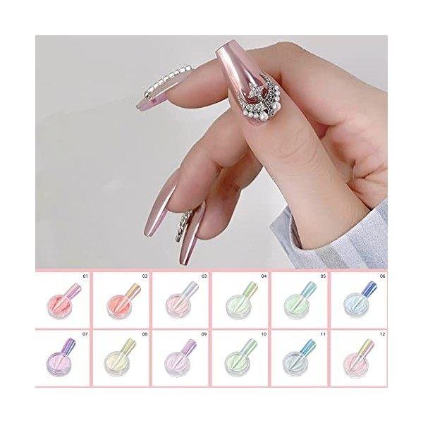 Effet Sucre Ongle Poudre de néon pour ongles Couleur de poudre arc-en- Poudre transparente de glace Poudre de Poudre de miroi